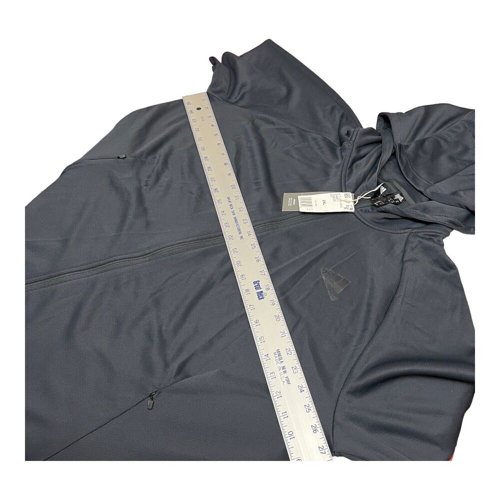 Adidas Hoodie Men 2XL Orange Full-Zip DH9071 Grey Activewear Running Outdoors - Picture 5 of 14